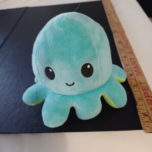 TeeTurtle Reversible Plush Octopus Teal and Blue 6" Plush Stuffed Animal toy